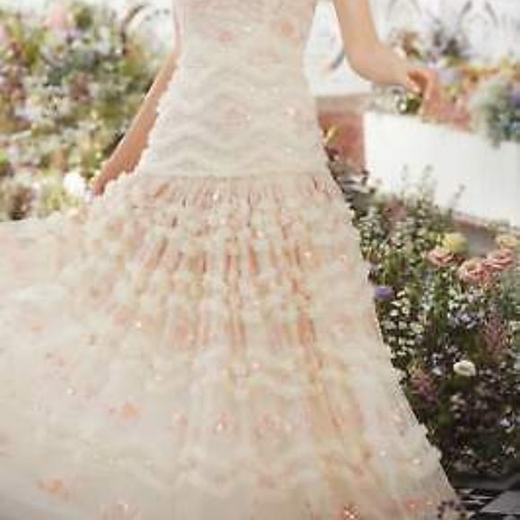 Needle and thread Lace hue dress US 12 boom floral gown - Picture 3 of 16